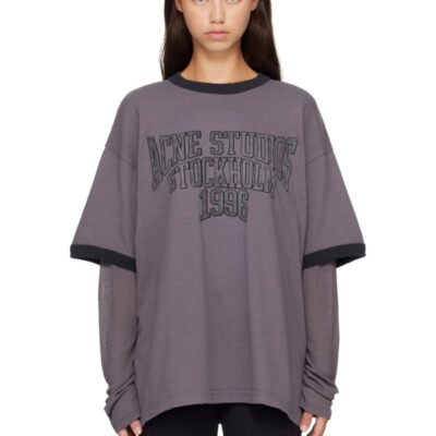 Acne Studios Gray Layered Graphic Long Sleeve T-shirt