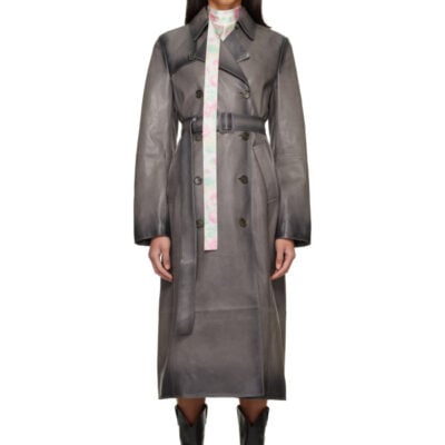 Acne Studios Gray Ombré Leather Trench Coat