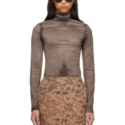 Acne Studios Gray Printed Faux-Suede Top