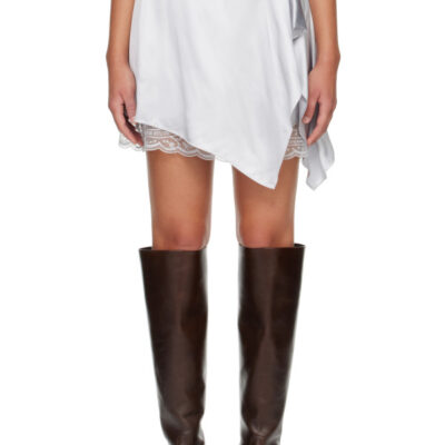 Acne Studios Gray Ruffled Satin Miniskirt
