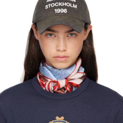 Acne Studios Gray Washed Logo Baseball Cap