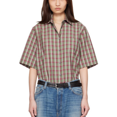 Acne Studios Green & Purple Check Button-Up Shirt
