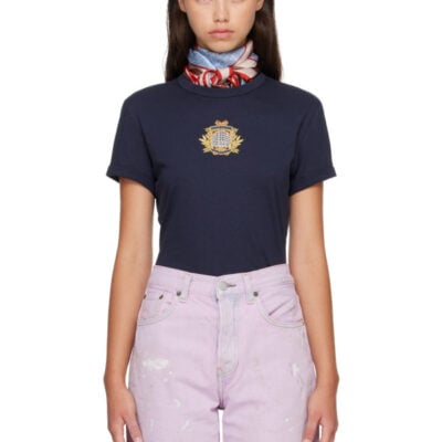 Acne Studios Navy Crest Logo T-shirt