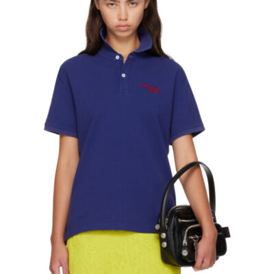 Acne Studios Navy Embroidered-Logo Polo