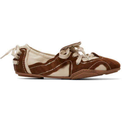 Acne Studios Off-White & Brown Suede Lace-Up Sneakers
