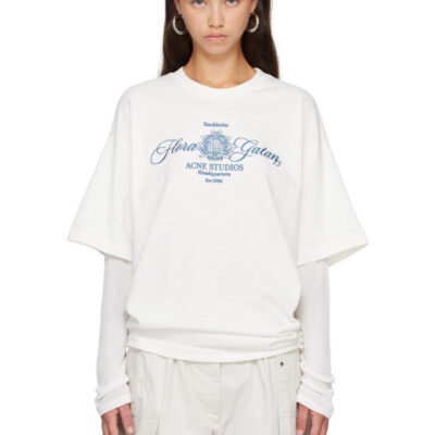 Acne Studios Off-White Embroidered Long Sleeve T-shirt