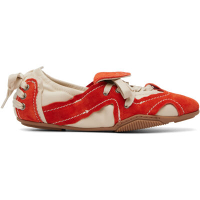Acne Studios Off-White & Orange Suede Lace-Up Sneakers