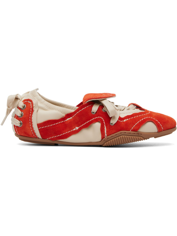 Acne Studios Off-White & Orange Suede Lace-Up Sneakers
