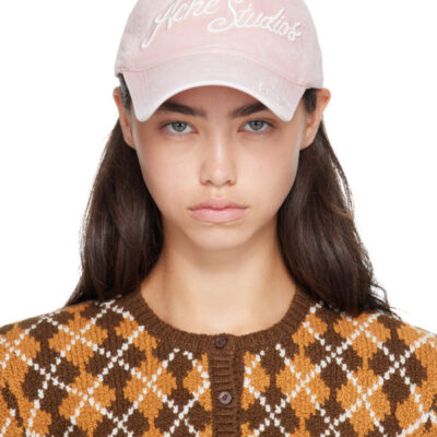 Acne Studios Pink Embroidered Logo Cap
