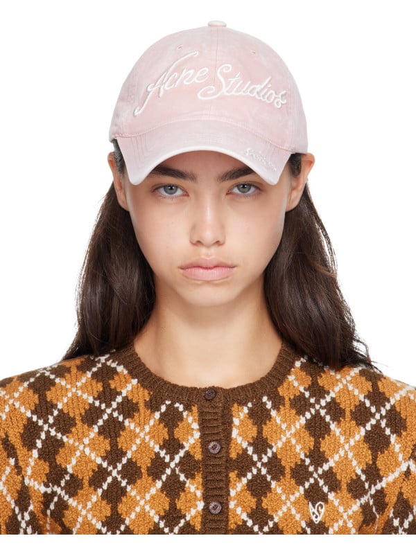 Acne Studios Pink Embroidered Logo Cap