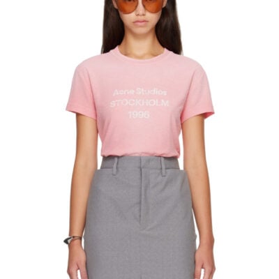 Acne Studios Pink Fitted Logo T-shirt