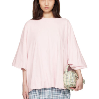 Acne Studios Pink Gathered Logo T-shirt