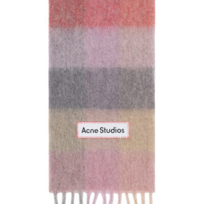Acne Studios Pink & Grey Check Wool Scarf