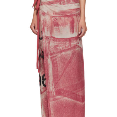 Acne Studios Pink Thin Printed Scarf