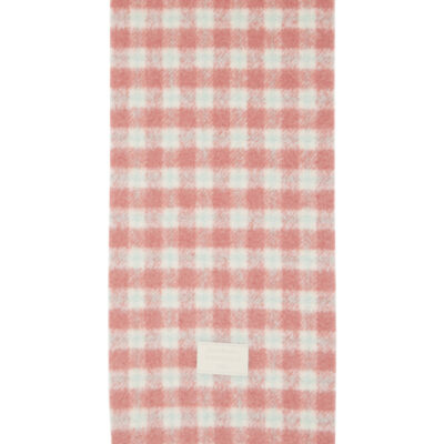Acne Studios Pink & White Checked Logo Scarf