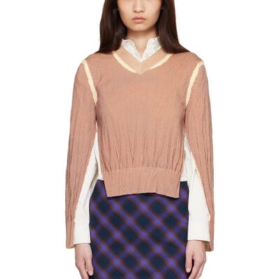 Acne Studios Tan Wrinkled V-Neck Sweater
