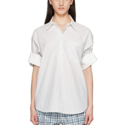 Acne Studios White & Gray Supra Stripe Midsummer Shirt