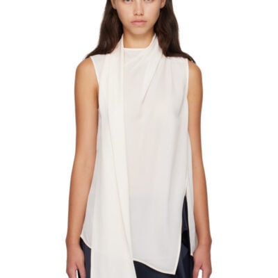 Acne Studios White Silk Sleeveless Blouse