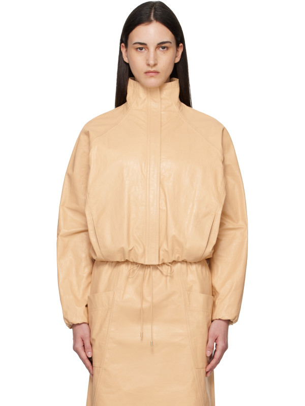 Alaïa Beige Calfskin Windbreaker Jacket