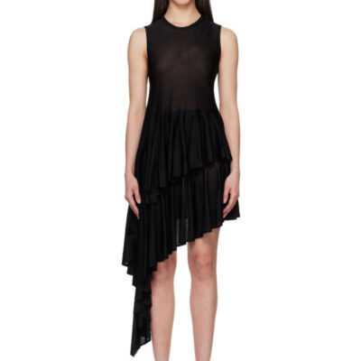 Alaïa Black Asymmetric Godet Top