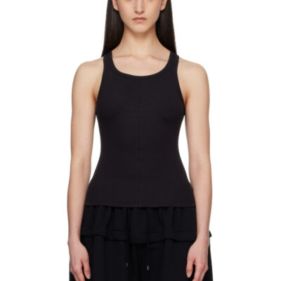 Alaïa Black Darts Cotton Tank Top