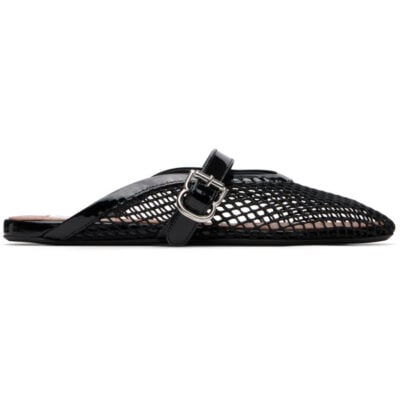 Alaïa Black Fishnet Mule Ballerina Flats