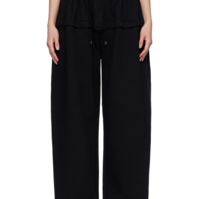Alaïa Black Peplum Fleece Lounge Pants