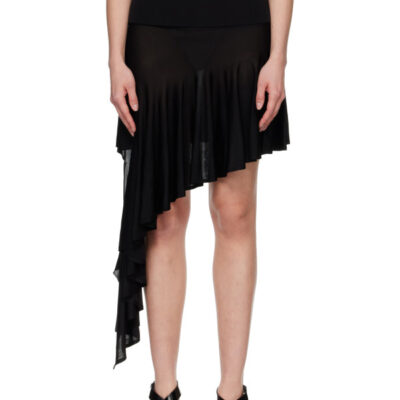 Alaïa Black Pointed Knit Midi Skirt