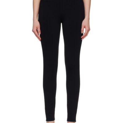 Alaïa Black Rib Belt Loop Leggings