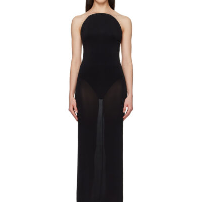Alaïa Black Sculpture Jersey Maxi Dress