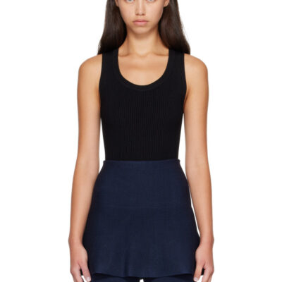 Alaïa Black Sleeveless Ribbed Knit Bodysuit