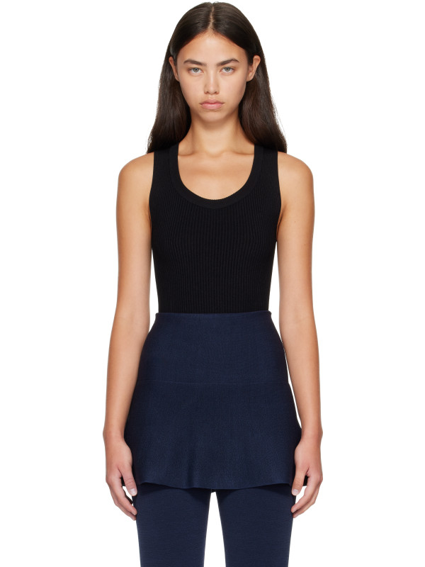 Alaïa Black Sleeveless Ribbed Knit Bodysuit