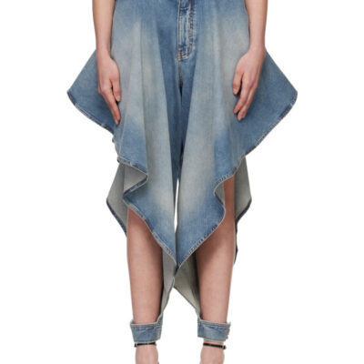 Alaïa Blue Panelled Faded Jeans