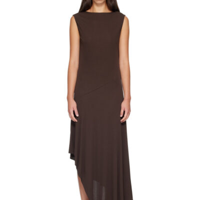 Alaïa Brown Backless Jersey Crepe Midi Dress