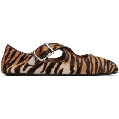 Alaïa Brown & Beige Criss Cross Ballerina Flats