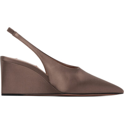 Alaïa Brown Cube Wedge Slingback Heels