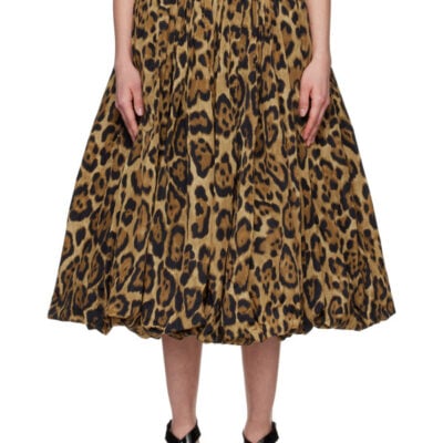 Alaïa Brown Taffeta A-Line Midi Skirt