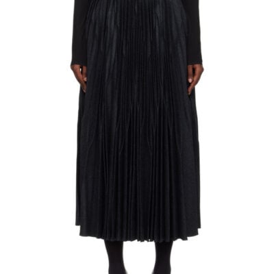 Alaïa Gray Flannel Pleated Midi Skirt
