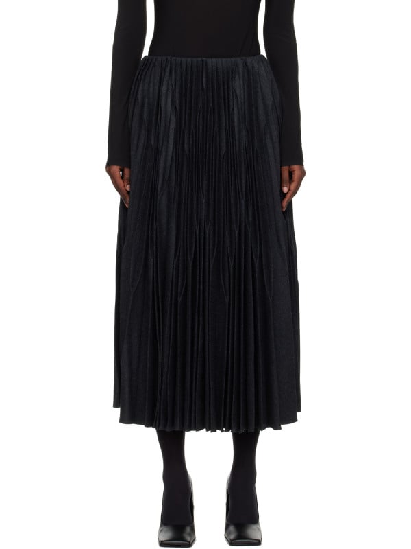 Alaïa Gray Flannel Pleated Midi Skirt