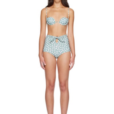 Alaïa Green & Pink Polka Dot Bikini