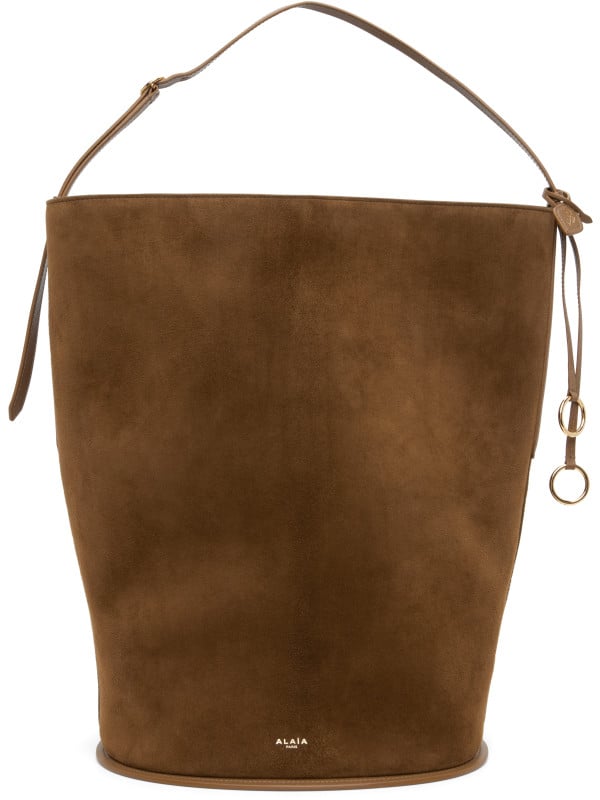 Alaïa Khaki Hip Large Bucket Bi-Material Bag