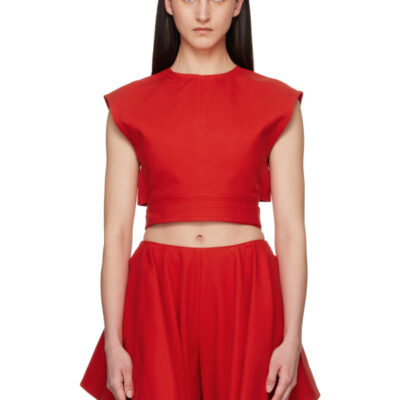Alaïa Orange Belted Cotton Top