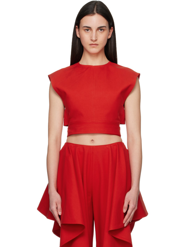Alaïa Orange Belted Cotton Top