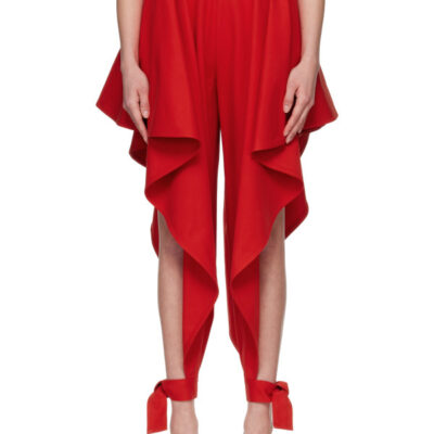 Alaïa Orange Panelled Cotton Trousers