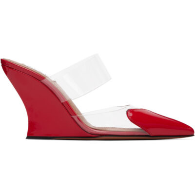 Alaïa Red 'Le Cœur' Wedge Mule Heels