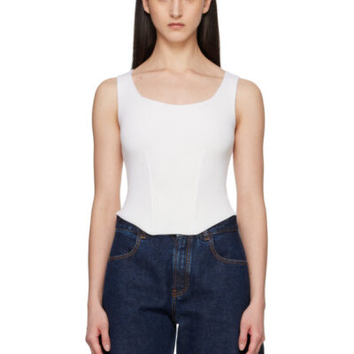 Alaïa White Corset Wool Tank Top