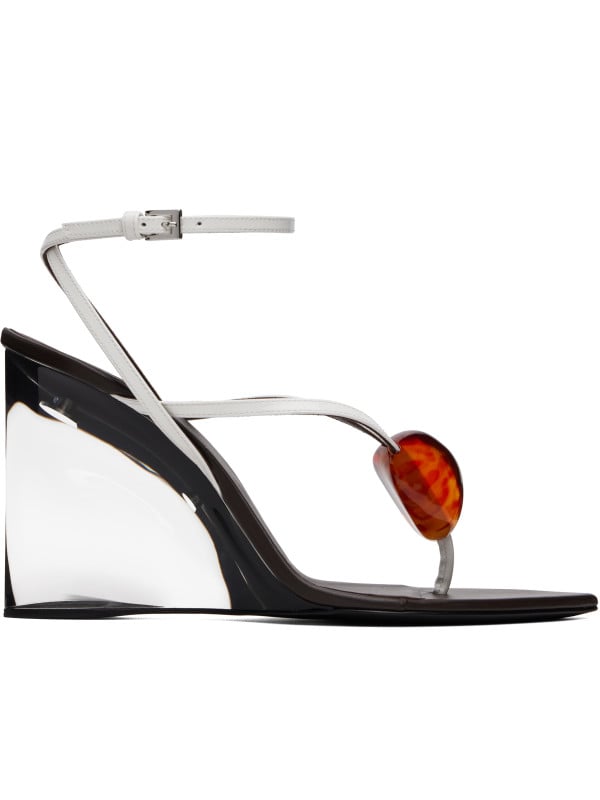 Alaïa White Invisible Jewel Wedge Heeled Sandals