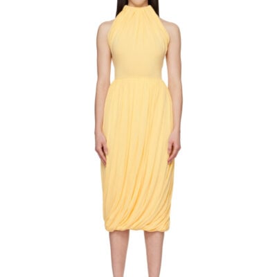 Alaïa Yellow Twisted Soft Jersey Midi Dress