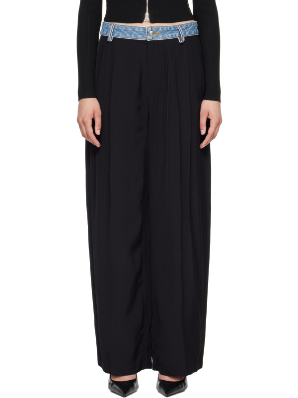 Alexander Wang Black Denim Waistband Mid-Rise Trousers