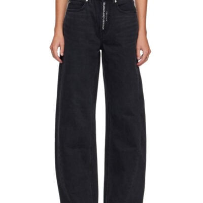 Alexander Wang Black Float Hotfix Logo Fly Jeans